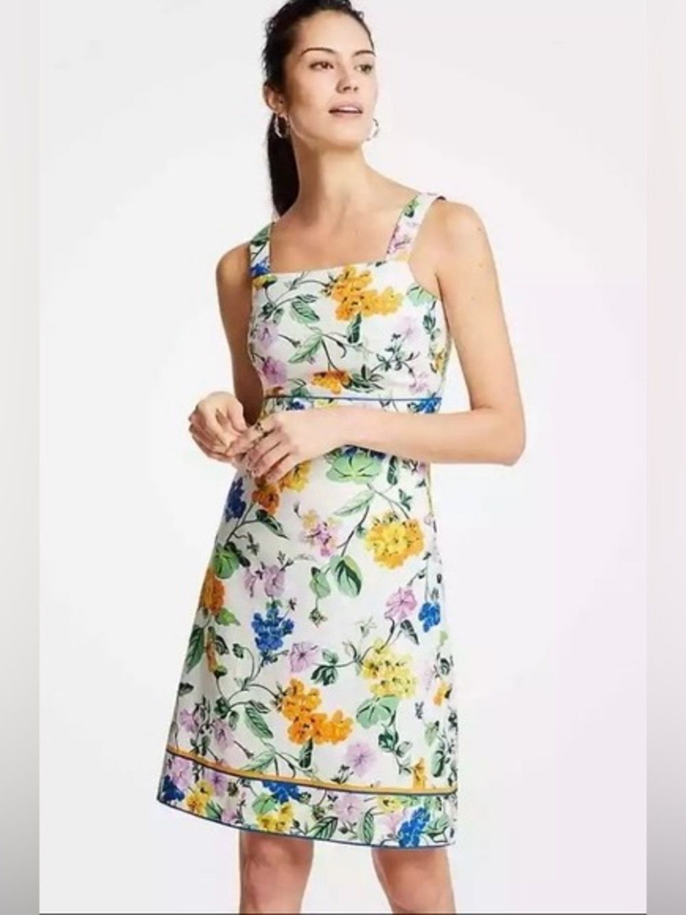 NWT Ann Taylor Floral Linen Blend Dress Petite